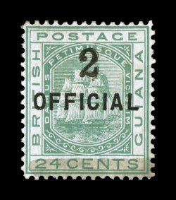 S.G. 158, 1881 2 Surcharge type 24 on 24c Emerald green, brilliantly rich color, well centered, o.g., h.r., very fine 2008 BPA certificate (Scott 100 $725.00).