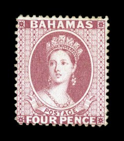 S.G. 43x, 1882 4p Rose, perf. 14, watermark reversed, unused, wonderfully bright color, very fine 2008 BPA certificate (Scott 21 var. $925.00+).