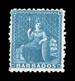 S.G. 37, 1861 (1p) Blue, perforated 11 to 12, unused, well centered for this, bright color, a very fine example of this scarce unissued stamp 2008 BPA certificate (Scott 23
$2,500.00).
