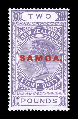 Scott 126, 1925 £2 Violet overprinted SAMOA., exceptionally fresh, with deep luxuriant color on bright white paper, o.g., lightly hinged, very fine.