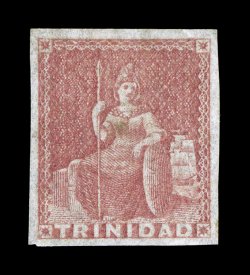 S.G. 12, 1857 (1p) Rose red on white paper, unused, four large margins, attractive color that certificate describes as pale, minor surface scuff, very fine appearance signed H.
Bloch and accompanied by a 2008 BPA certificate (Scott 6 $3,250.0