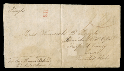 [Hawaiian Missionary Letter via Cape Horn, 1839] December 19, 1839 closely written four-page folded letter to Roundhill, Ct.,  What a blessed thing it would be if every ship
that visited heathen nations carried with them the influence of the g