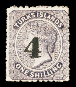 39, 1881 4p on 1- Violet, type q surcharge, unused, with small part o.g., well centered for this, a fine example of this rare stamp 1987 RPS certificate ex-Sovereign (S.G. 46
£2,500).