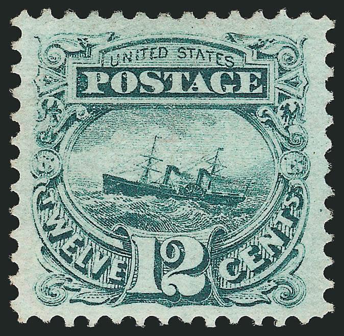 12c Green (117).> Unused (no gum), uncommonly wide margins (almost a Jumbo) and exceptional centering, attractive pastel color, Extremely Fine, with 2000 P.F. certificate