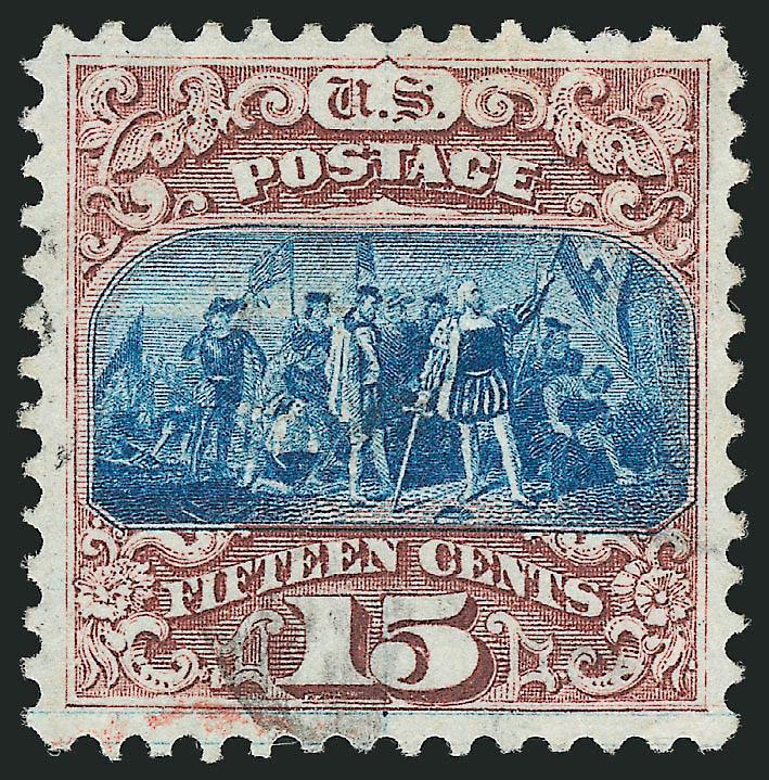 15c Brown & Blue, Ty. I (118).> Incredibly well-centered, deep rich colors, light cork cancel leaving the vignette completely visible, also a bit of red transit at bottom left, Extremely Fine, signed Weill and
with 1987 P.F. certificate