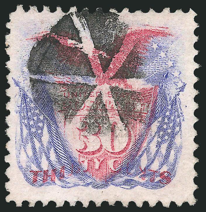30c Ultramarine & Carmine (121).> Brilliant colors on bright paper, bold strike of <Shanghai, China> segmented cork cancel, unusually wide margins, Extremely Fine Gem, a superb stamp in every respect, with 2004
P.F. certificate