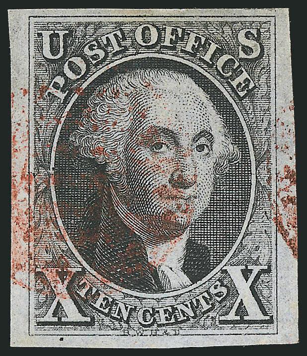 10c Black (2).> Large to huge margins all around, intense shade and impression, unobtrusive red cancel<><>^EXTREMELY FINE. A BEAUTIFUL USED EXAMPLE OF THE 10-CENT 1847 ISSUE.^<><>With 2006 P.F.
certificate