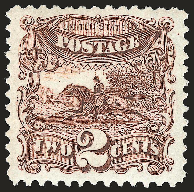 2c Brown, Re-Issue (124).> Original gum, lightly hinged, deep rich color on bright paper, well-balanced and very wide margins, Extremely Fine, a stamp with great visual appeal, with 1997 P.F. certificate
