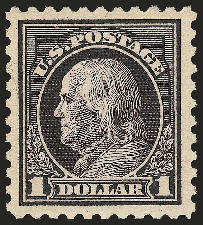 $1.00 Violet Black (478).> Mint N.H., deep rich color and proof-like impression, wide margins<><>^VERY FINE AND CHOICE MINT NEVER-HINGED EXAMPLE OF THE $1.00 PERF 10 UNWATERMARKED FRANKLIN ISSUE.^<><>With 1980
and 1998 P.F. certificates