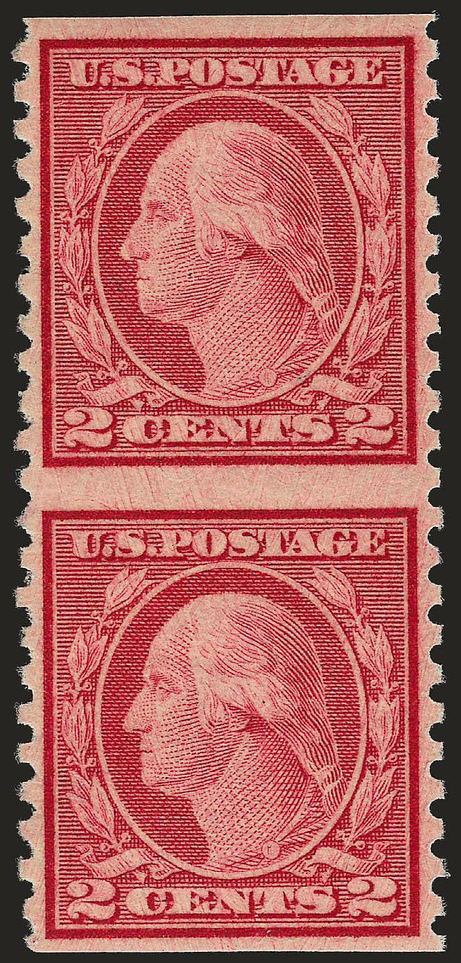 2c Carmine Rose, Ty. III, Rotary Perf 11 x 10, Vertical Pair, Imperforate Horizontally (540a).> Mint N.H., rich color, choice centering, Very Fine and choice, with 1997 P.F. certificate