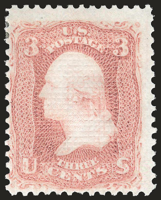 3c Rose, C. Grill (83).> Original gum, small h.r., brilliant color on crisp paper, clearly-defined grill, fresh and Fine, with 1990 P.F. certificate