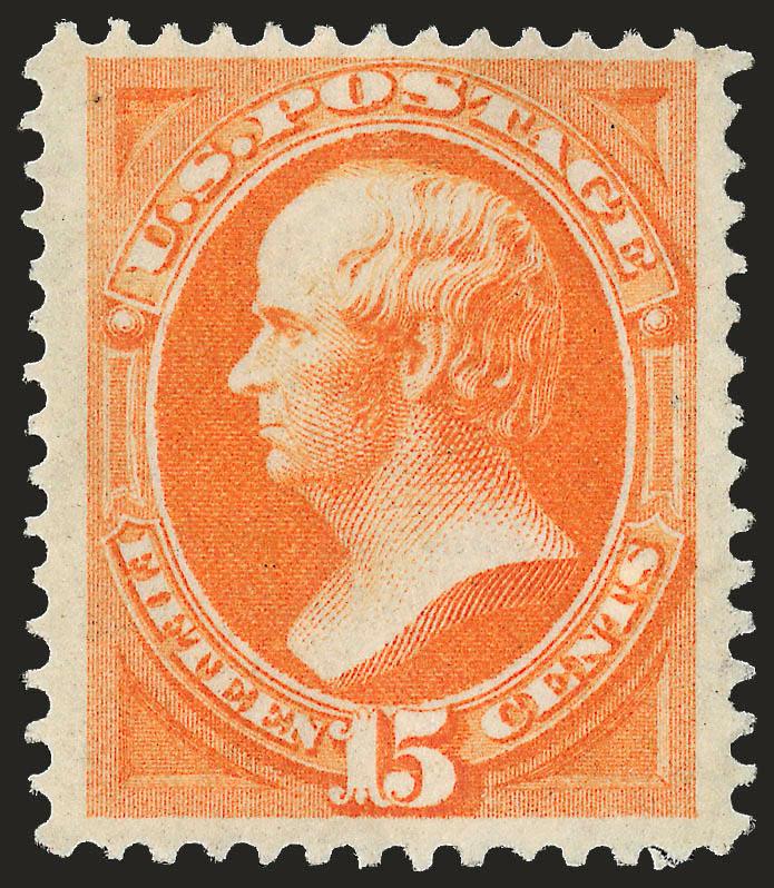 15c Bright Orange (152).> Original gum, radiant color as fresh as the day it was printed, wide margins<><>^VERY FINE ORIGINAL-GUM EXAMPLE OF THE 1870 15-CENT NATIONAL BANK NOTE COMPANY UNGRILLED ISSUE.^<><>With
1983 and 1998 P.F. certificates