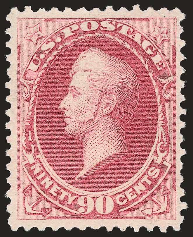 90c Carmine (191).> Original gum, lightly hinged, brilliant color, wide margins<><>^VERY FINE AND CHOICE ORIGINAL-GUM EXAMPLE OF THE 90-CENT 1879 AMERICAN BANK NOTE COMPANY ISSUE.^<><>With 1982 P.F. and 1999
P.S.E. certificates