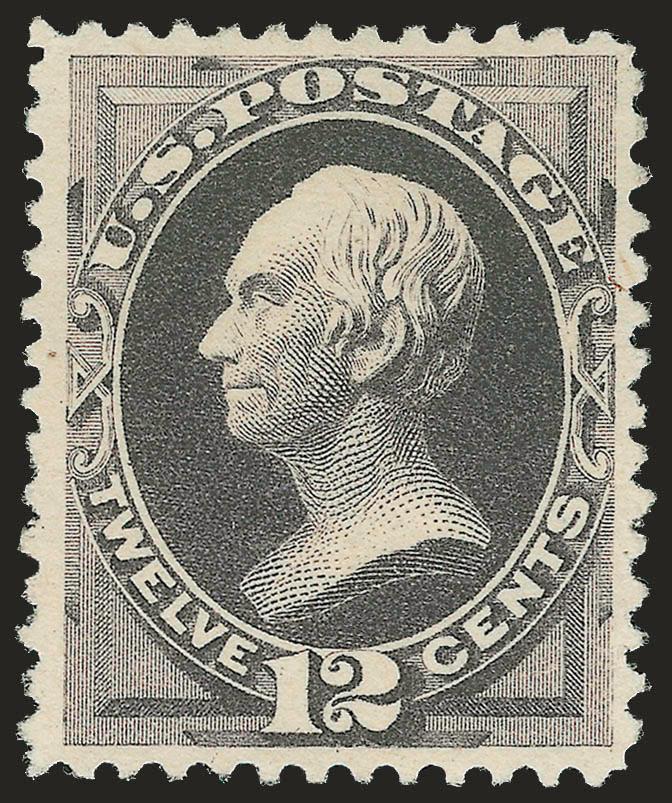 12c Blackish Purple, Special Printing (198).> Without gum as issued, detailed impression on fresh paper, beautiful centering<><>^EXTREMELY FINE EXAMPLE OF THE RARE 12-CENT 1880 AMERICAN BANK NOTE COMPANY
SPECIAL PRINTING. PROBABLY FEWER THAN 75 COP