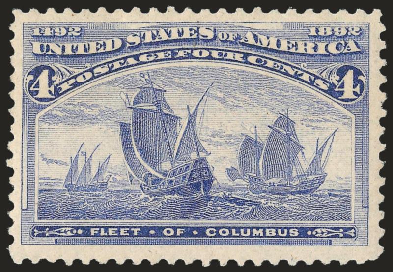 1c-4c Columbian (230-233).> Mint N.H., 3c with <part imprint> at right, rich colors, Very Fine-Extremely Fine