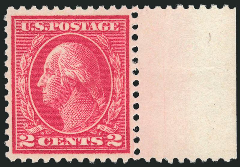2c Deep Rose, Ty. Ia (500).> Mint N.H. with selvage at right, nicely centered with wonderful depth of color, Very Fine and choice, with 1993 P.F. certificate