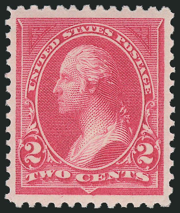 2c Carmine Lake, Ty. I (249).> Mint N.H., brilliant color on bright paper, wide and balanced margins, Extremely Fine, P.S.E. encapsulated (XF 90 SMQ $1,200.00)