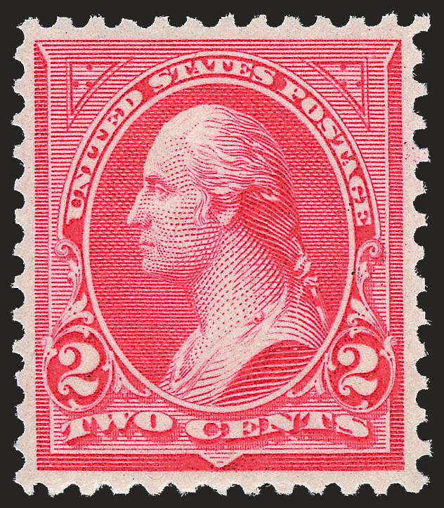 2c Carmine, Ty. II (251).> Mint N.H., brilliant color on bright white paper, almost perfectly centered amid wide margins<><>^EXTREMELY FINE GEM. A SUPERB MINT NEVER-HINGED EXAMPLE OF THE 2-CENT TYPE II 1894
UNWATERMARKED BUREAU ISSUE, GRADED XF-SUP