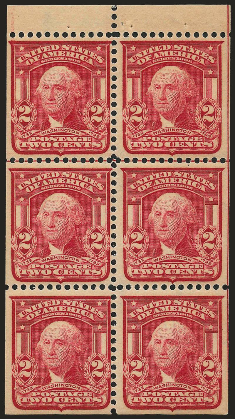 2c Lake, Ty. II, Booklet Pane of Six (319q).> Position F, Mint N.H., deep rich color, Very Fine, with 1980 P.F. certificate