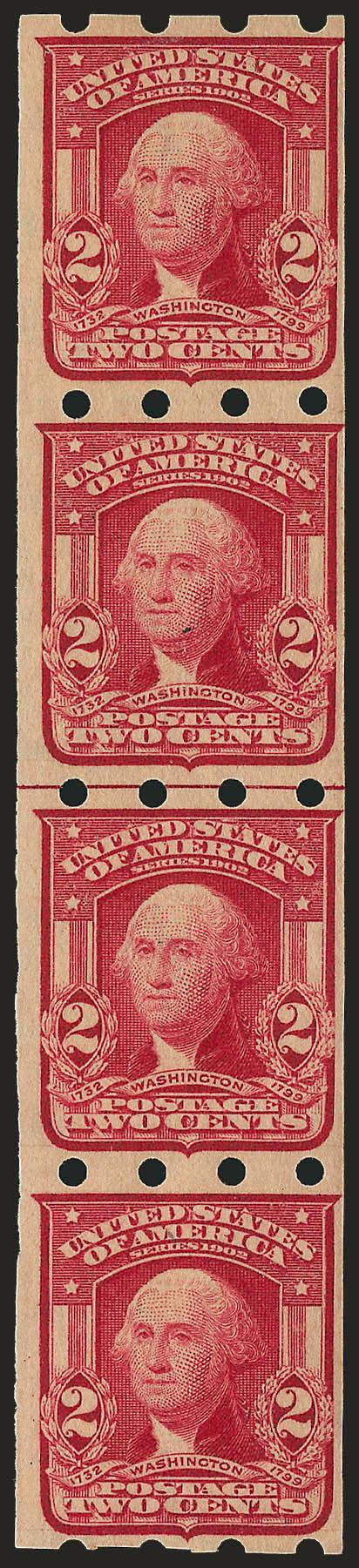 2c Lake, Brinkerhoff Ty. I (320a).> Guide line strip of four, small h.r., rich color, Fine, scarce large multiple, Scott Retail as guide line pair